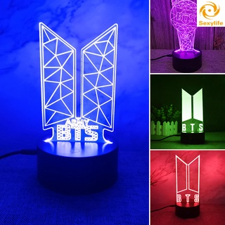 Sl 3D LED luz de noche lámpara BTS tema 16 Color 3D luz de noche Control remoto lámparas de mesa juguetes para niños decoración del hogar