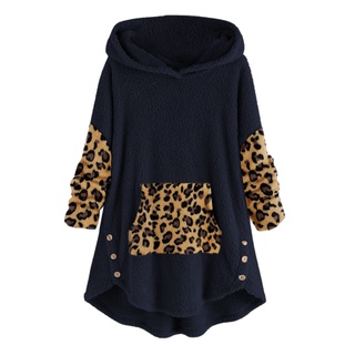 Sudadera con capucha konheart con estampado De Leopardo para mujer/Suéter De talla grande