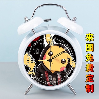 Anime PokéMon Pikachu Periferal silencio Metal campana reloj para Kindergarten y estudiantes (1)