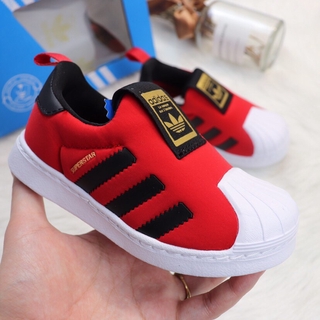 【Ready Stock】 adidas superstar slip on zapatos rojos para niños zapatos para niños pequeños zapatillas de deporte (2)