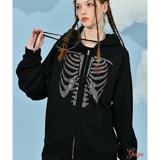 ✿ OM ✦ Suéter Con Capucha Para Mujeres , Adultos Esqueleto Y Corazón Patrón De Manga Larga Cardigan Con Cordón , Bolsillo
