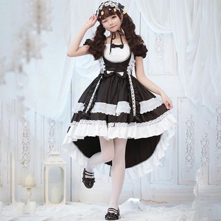 mujer lolita princesa dama vestido volantes cosplay disfraces falbala manga (6)