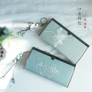 verano nuevo hecho a mano tela bordado mori literario retro antiguo estilo chino regalo largo embrague cartera para señoras