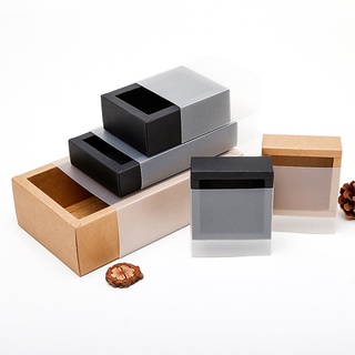 josephina 5pcs caja de papel kraft pvc ventana cajas de regalo caja de embalaje galletas boda transparente pastel caramelo negro fiesta suministros/multicolor (6)