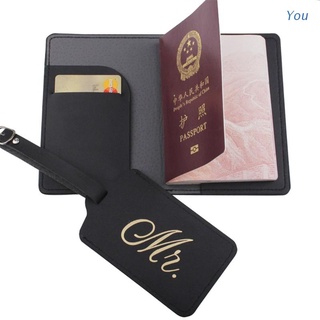 Usted 1Set de cuero de la PU bolsa de equipaje etiqueta pasaporte caso cubierta cartera para parejas luna de miel organizador de viaje boda regalo de novia