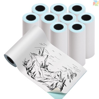 Sh 10 rollos de papel térmico directo autoadhesivo blanco 76x30mm imprimible papel adhesivo libre de BPA impermeable a prueba de aceite papel adhesivo a prueba de fricción para portátil bolsillo móvil impresora térmica BT impresora fotográfica