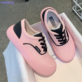 2021 primavera rosa zapatos de lona mujer ulzzang salvaje red rojo grueso fondo salvaje salvaje bajo de la parte superior de los dedos de los pies grandes zapatos de pan marea