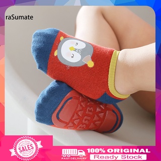 [Nuevo] 1 par de calcetines de bebé con estampado de dibujos animados antideslizantes de alto estiramiento para niños pequeños de piso para el hogar