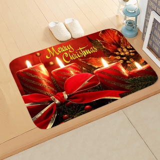 ❈Gf❀Alfombra de franela de estilo navideño, absorción de agua antideslizante, alfombra rectangular para cocina, baño, (9)
