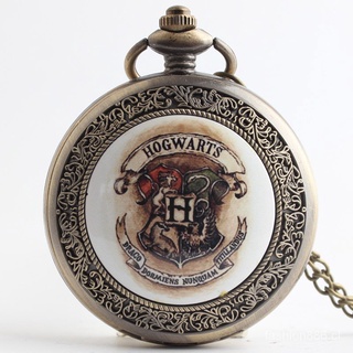 Reloj de bolsillo estilo europeo y americano Harry Potter Reloj de bolsillo de cuarzo para estudiante con tapa Recuerdo de la Escuela de Magia Hogwarts GUTg