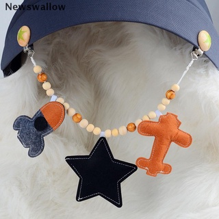 【NS】 Wooden Teether Baby Pacifier Clip Chain Silicone Personalize Pram Clip Bell 【Newswallow】