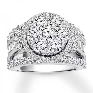 venta caliente de moda de lujo redondo diamante circón anillos nuevos europeos y americanos joyería