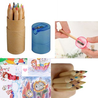 12 pzs sacapuntas de madera para escribir lápices de colores regalo infantil