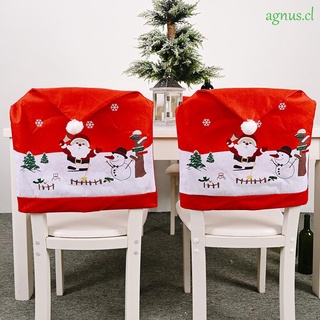 AGNUS Santa Claus Christmas Chair Covers Snowman Table Ornaments Chair Back Cover Festival Home Decor Red Cap 2pcs/4pcs Dining Xmas New Year Supplies