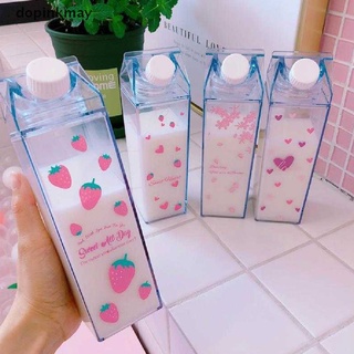 dopinkmay creative lindo plástico transparente leche cartón botella de agua moda fresa caja de leche cl (1)