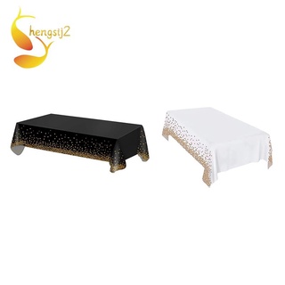 3 manteles de plástico desechables rectangulares de punto dorado para mesas de interior o al aire libre, fiesta, bodas de navidad, color negro