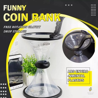 Vortex Coin Piggy Interesting Funnel Transparent Bank Money Spin Bank For Home Office