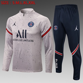 2021 / 22 PSG Paris Grey (dot) Half Zip Training Dress, Adult Long Sleeve Soccer Training Set.