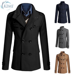 Los hombres abrigo chaquetas Overcoat L-3XL doble botonadura superior Chamarra Peacoat abrigos (1)