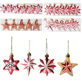 6 adornos de estrella del día de navidad, estrella de 5 puntos, estrella de 6 puntos, estrella de 8 puntos, adornos de estrella colgantes de 16 puntos, decoraciones de estrellas colgantes para decoración de navidad