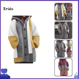 Erin suave Cardigan suéter Patchwork impresión sudadera con capucha abrigo de manga larga ropa de abrigo