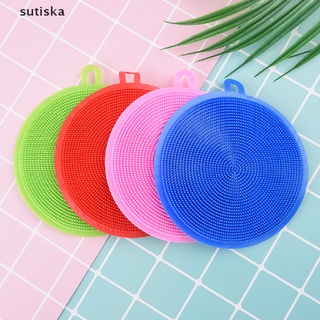 Sutiska Silicone round cleaning brushes dish bowl pot pan cleaning sponge pad clean tool CL