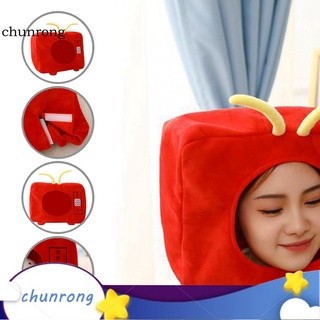 Chunrong fotografía Prop disfraz sombreros de dibujos animados casco de televisión de felpa tocado de colores vibrantes para niña