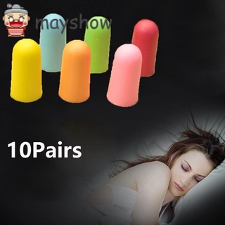 Mayshow 10 pares de orejeras de estudio de Color aleatorio para dormir tapones para los oídos de viaje confort rebote Protector de audición suave antiruido espuma de poliuretano