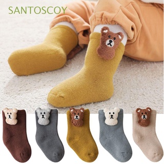 SANTOSCOY Kawaii Bear Baby Socks Cute Toddler Socks Anti Slip Thick Terry Socks Winter Autumn Leg Warmers Non-Slip Newborn Baby Soft Cartoon Doll Socks/Multicolor