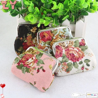 ly retro rosa flor mujer mini cartera monederos cambio bolsa pequeña titular de la tarjeta vintage floral impresión/multicolor