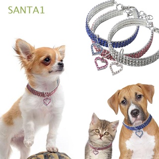 santa1 moda collar para mascotas lindos suministros de cristal collar mini colgante exquisito en forma de corazón brillante bling diamante accesorios para perros/multicolor