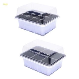 TOOL 6/12Grid Breathable Seedling Tray Seed Starter Tray with Dome Base for Gardening