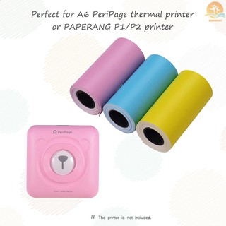 M-M - rollo de papel adhesivo para Color imprimible, papel térmico directo con Mini impresora fotográfica autoadhesiva de 57 x 30 mm (2,17 x 1,18 pulgadas) para impresora térmica de bolsillo PeriPage A6 para PAPERANG P1/P2 , 3 rollos