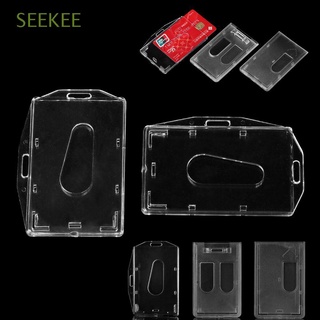 SEEKEE 1pc Unisex Name Card Hard Plastic ID Card Pouch Work Card Holders New ID Business Case Portable Practical Protector Cover Office School Badge Card Sleeve