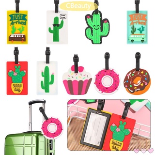 copa portátil etiqueta de equipaje id dirección accesorios de viaje etiqueta de equipaje patrón de dibujos animados anti-perdida creativo gel de sílice material cactus estilo donut