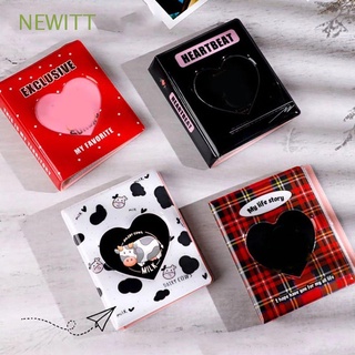 NEWITT Stationery Photo Album Mini Album Collect Book Kpop Card Holder For Cards Collect Love Heart Hollow Photo Plaid Kpop Card Binder Business Card Photocard Holder