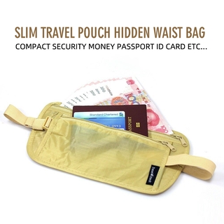 nueva bolsa de viaje delgada oculta compacta seguridad dinero pasaporte id cintura titular bolsa beige negro para deportes correr viaje