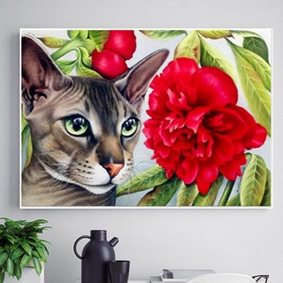 Rosa gato diamante pintura punto de cruz pintura DIY artesanía decoración del hogar