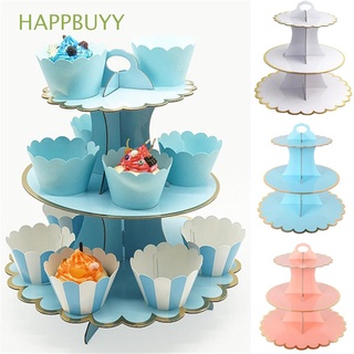 HAPPBUYY-Soporte Para Cupcakes , Cumpleaños , Postre , Torre De Tartas , Vajilla , 3 Capas , Boda , Plegable , Plato De Multicolor