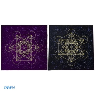 owen Tarot Card Tablecloth Metatrone Cub Crystal Grid Astrology Divination Altar Velvet Cloth Board Game Tarot Card Mat