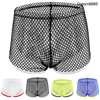 [DRBR Undr] moda Sexy malla transparente cintura baja hombres transpirable Boxer calzoncillos ropa interior (2)