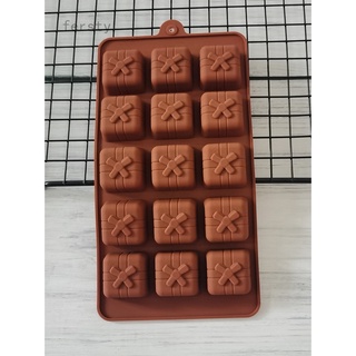 15 moldes cuadrados de silicona con lazo de navidad para Chocolate, bandeja de hielo
