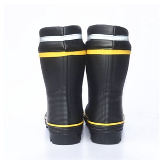Seguridad pesca botas de lluvia de los hombres negro de goma de acero del dedo del pie de acero suela botas de lluvia Anti-stabbing Gumboots y Anti-golpes Galoshes (3)