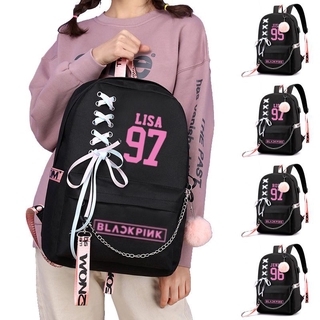 kpop blackpink mochila mochila escolar usb carga de viaje portátil bagpack bolsas