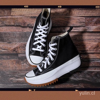 🔥Stock listo🔥¡Redi! Converse Run Star Hike 1970s zapatos de lona de alta parte superior negro y blanco de goma cruda aumentada plataforma Casual zapatos de lona 166800c