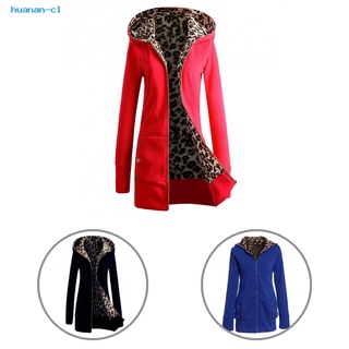 huanan Coldproof Winter Coat Leopard Print Lining Casual Overcoat Super Soft Outerwear