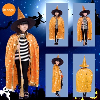 elmaes niños halloween capa disfraces mostrar disfraces cosplay capa ropa capa sombrero conjuntos de estrellas sombreros bruja halloween cosplay rendimiento disfraces (3)
