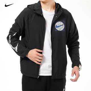 Nike Jacket Men's Sports and Leisure Hooded Windbreaker Windproof Sun Protection Clothing Couple Waterproof Jacket DA0191