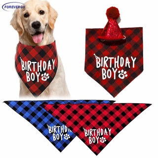 forevergo mascota cumpleaños celebrar bufanda de algodón saliva toalla lavable mascota sombrero gato perro baberos cachorro gatito triángulo pañuelo conjunto (1)