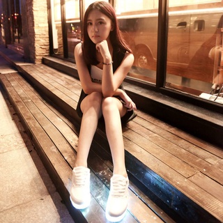 0825# Unisex LED Luminous Shoes Solid Color Flashing USB Sneakers Lace-up Shoes